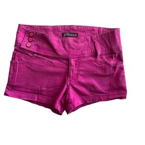 Vintage Y2K Low Rise Micro Shorts Size 1 Fuchsia Button McBling‎ Barbie Britney